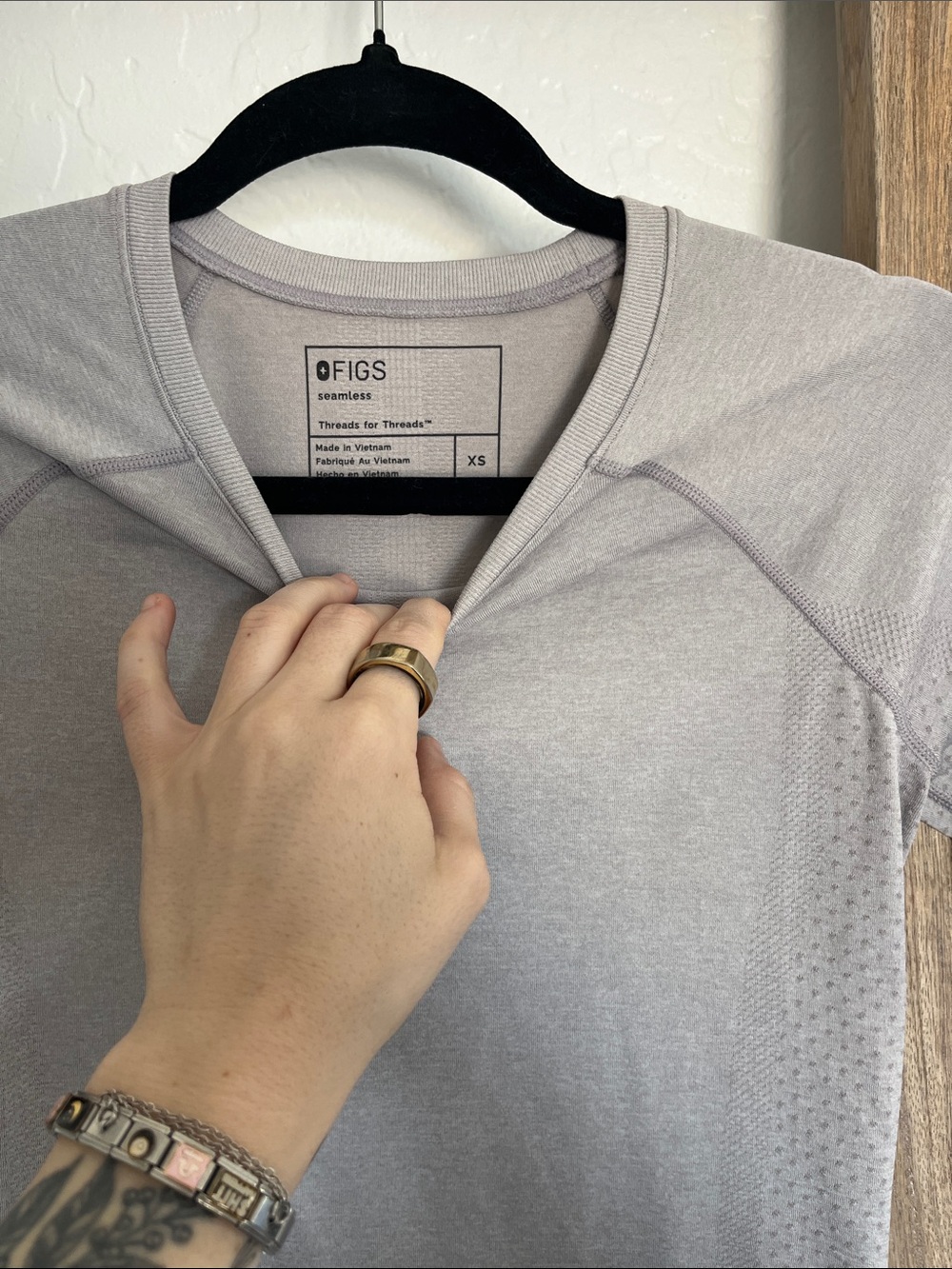 Figs Heathered Light Gray Seamless Long Sleeve Top - Picture 2 of 5